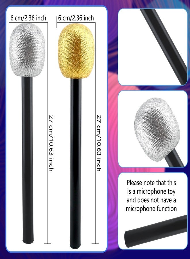Haconba 8 Pack Microphone Toy Fake Plastic Glitter Stage Mic Costume Prop for Stage Play Cosplay Prop Birthday Disco Theme Party Favors (color set 4) - Image 2